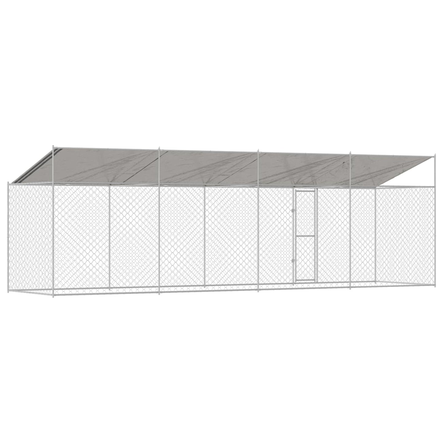 vidaXL Dog Cage with Roof Silver 800 x 200 x 256 cm Steel and PE 6