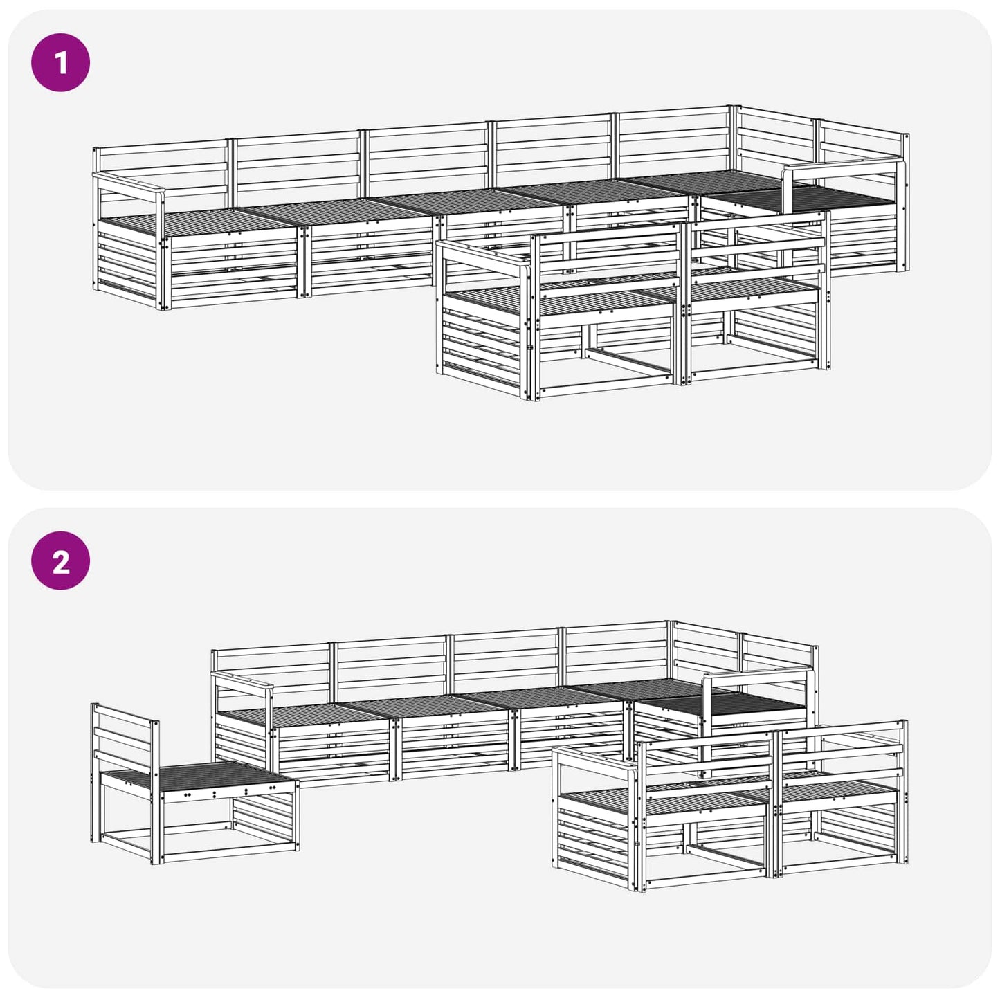 vidaXL Outdoor Sofa Set 8 pcs Natural Solid Acacia Wood 6
