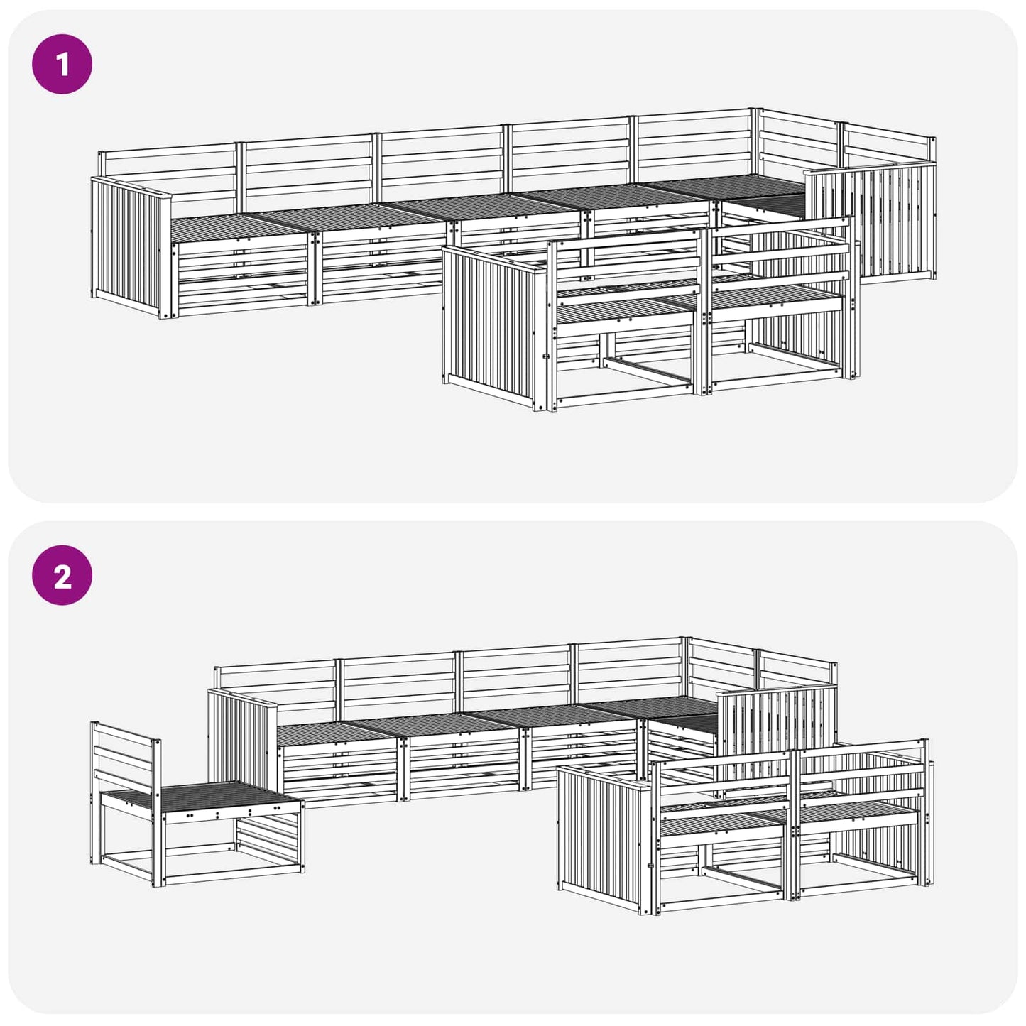 vidaXL Outdoor Sofa Set 8 pcs Natural Solid Acacia Wood 6