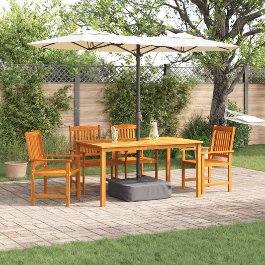 5 Piece Outdoor Dining Set Solid Acacia Wood 150 cm table length 4