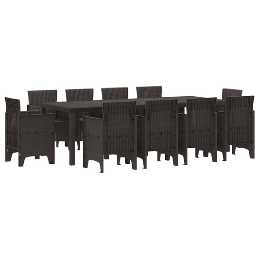 vidaXL Garden Dining Set 11 pcs Brown Polypropylene 2
