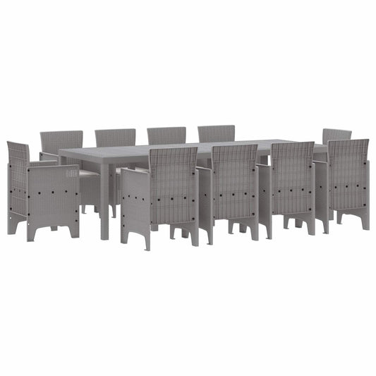 vidaXL Garden Dining Set 11 pcs Light Grey Polypropylene 2