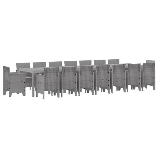 vidaXL Garden Dining Set with Cushions 17 pcs Light Grey PP 2