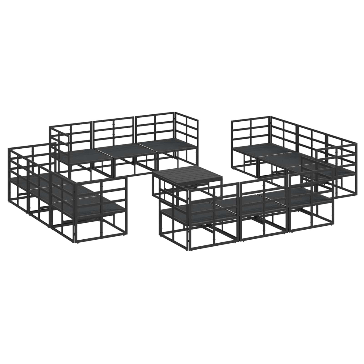 vidaXL Garden Sofa Set 13 pcs Black Metal 6