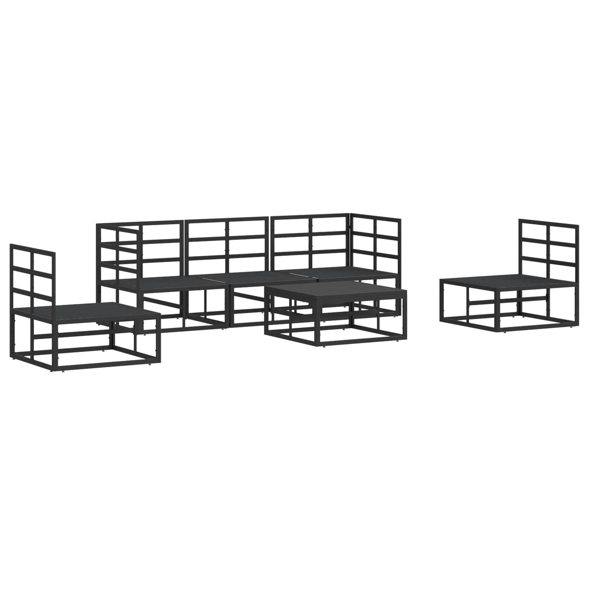 vidaXL Garden Sofa Set 6 pcs Black Aluminium 6