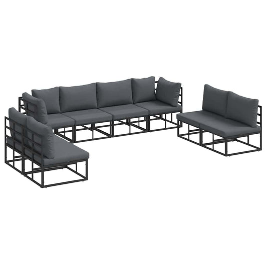 vidaXL Garden Sofa Set 8 pcs Black Aluminium 2
