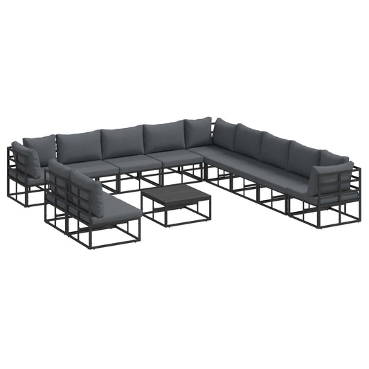 vidaXL Garden Sofa Set 12 pcs Black Aluminium 2