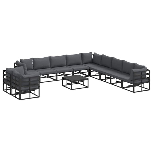 vidaXL Garden Sofa Set 12 pcs Black Aluminium 2
