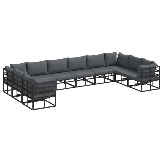 vidaXL Garden Sofa Set 10 pcs Black Aluminium 2
