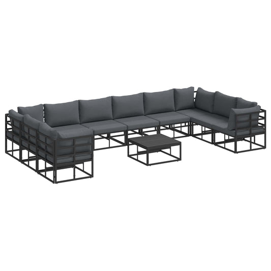 vidaXL Garden Sofa Set 11 pcs Black Aluminium 2