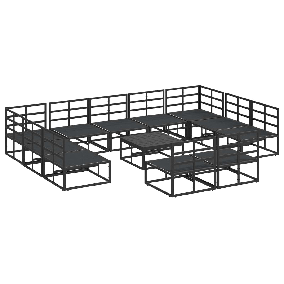 vidaXL Garden Sofa Set 12 pcs Black Aluminium 6