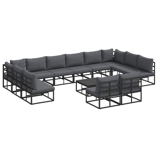 vidaXL Garden Sofa Set 13 pcs Black Aluminium 2