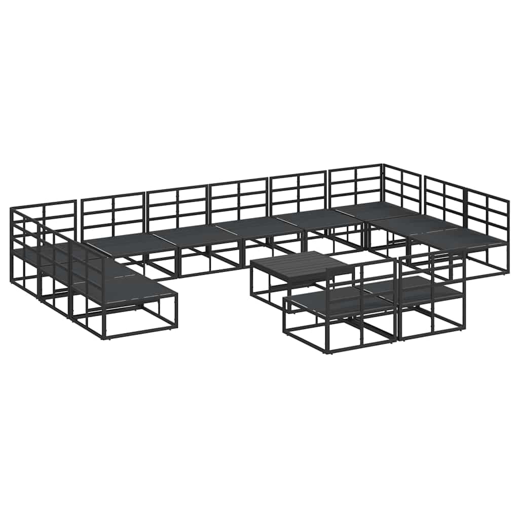 vidaXL Garden Sofa Set 13 pcs Black Aluminium 6