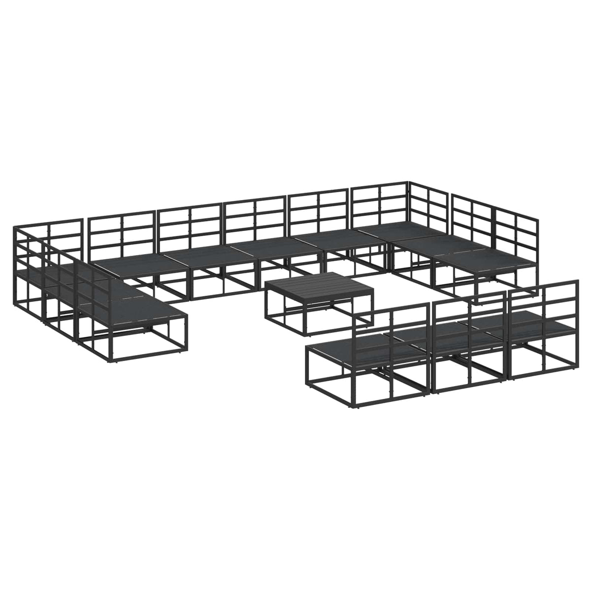 vidaXL Garden Sofa Set 14 pcs Black Aluminium 6
