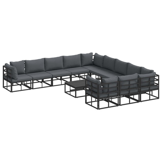 vidaXL Garden Sofa Set 12 pcs Black Aluminium 2