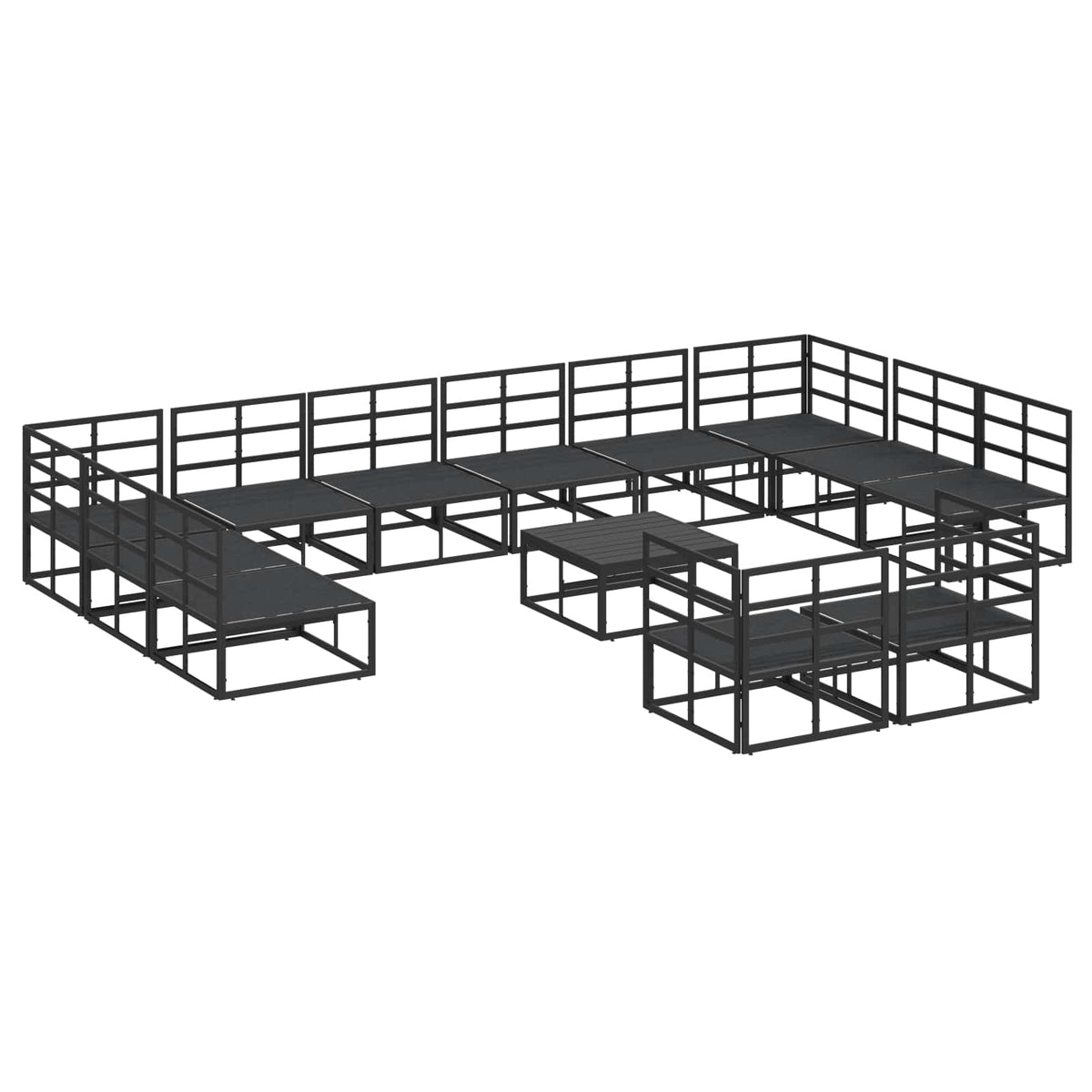 vidaXL Garden Sofa Set 13 pcs Black Aluminium 6