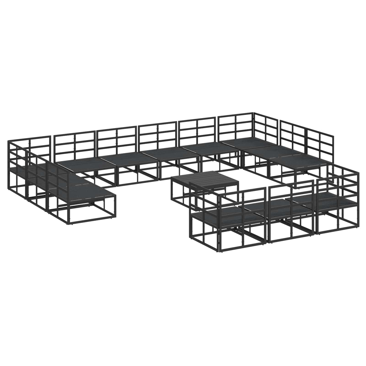 vidaXL Garden Sofa Set 14 pcs Black Aluminium 6
