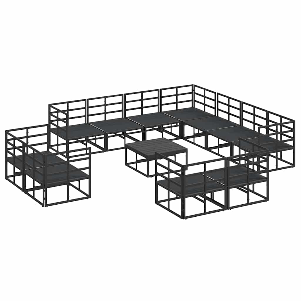 vidaXL Garden Sofa Set 12 pcs Black Aluminium 6