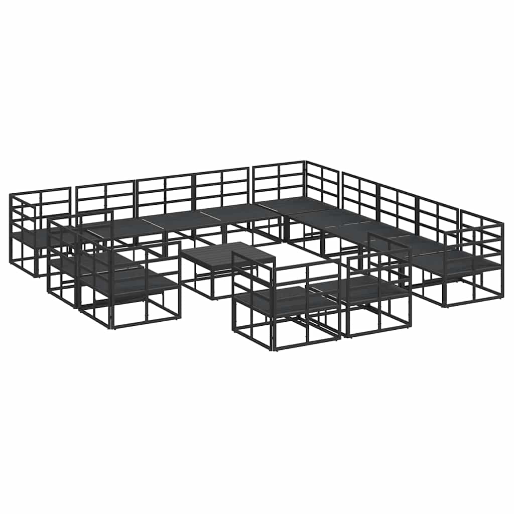 vidaXL Garden Sofa Set 14 pcs Black Aluminium 6