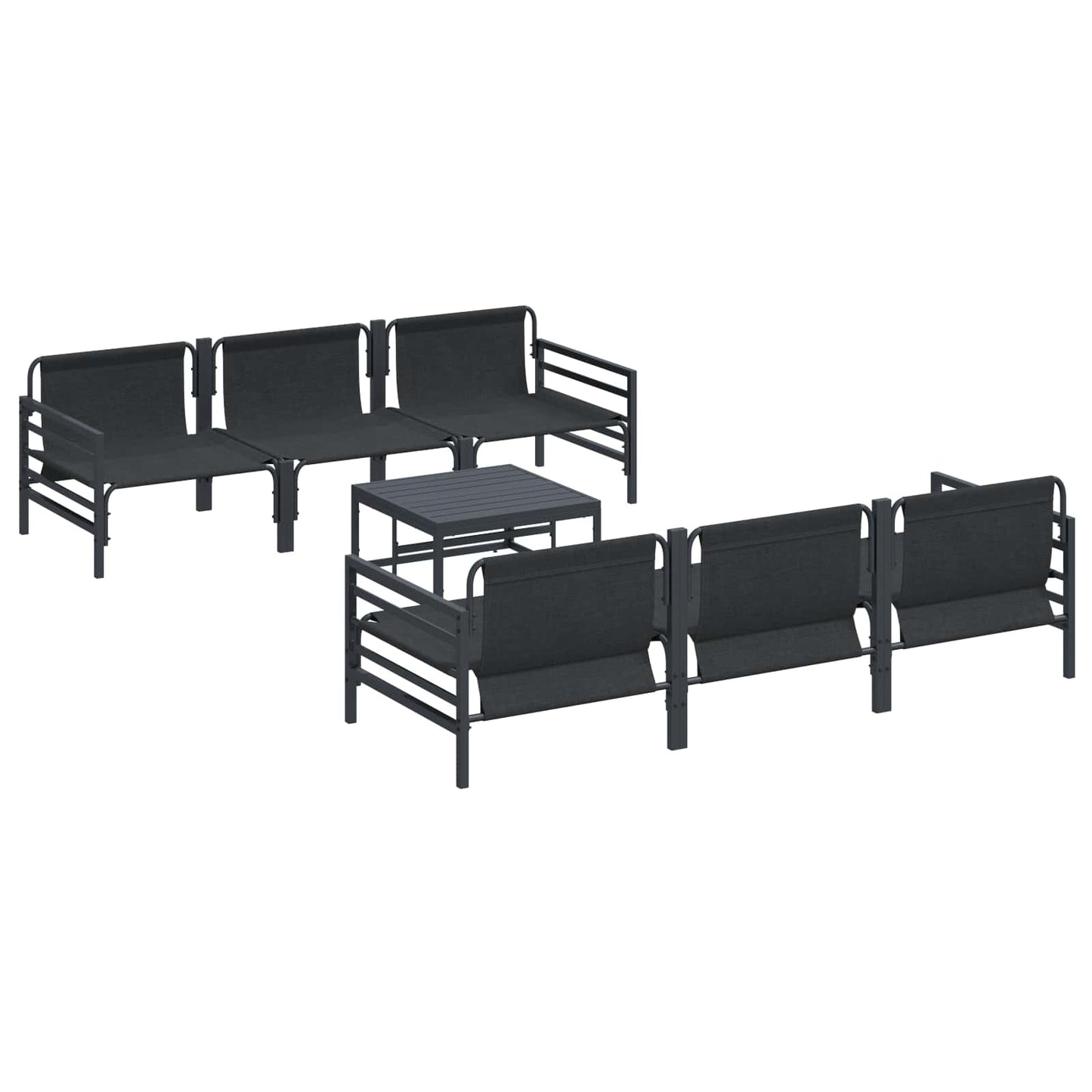 vidaXL Garden Sofa Set 7 pcs Black Steel 6