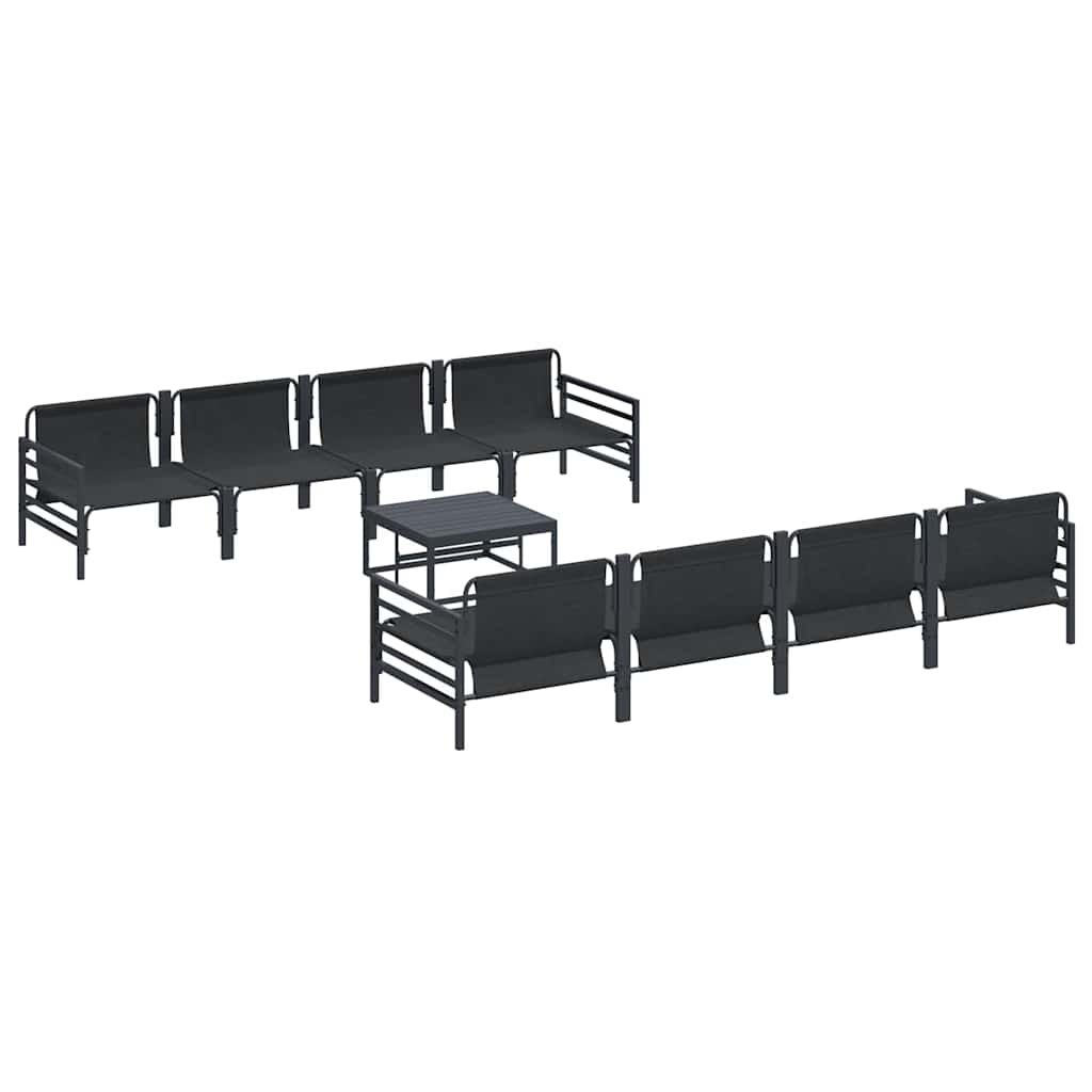 vidaXL Garden Sofa Set 9 pcs Black Steel 6