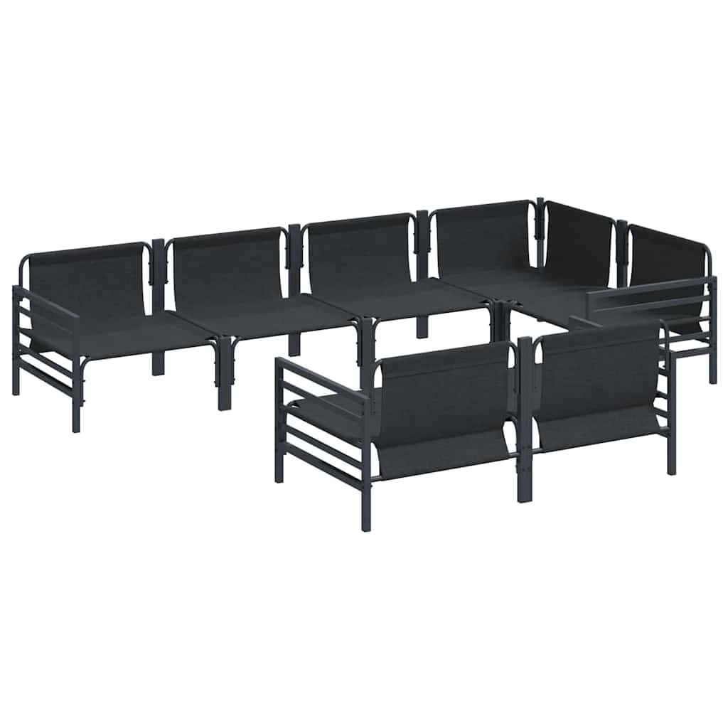 vidaXL Garden Sofa Set 7 pcs Black Steel 6