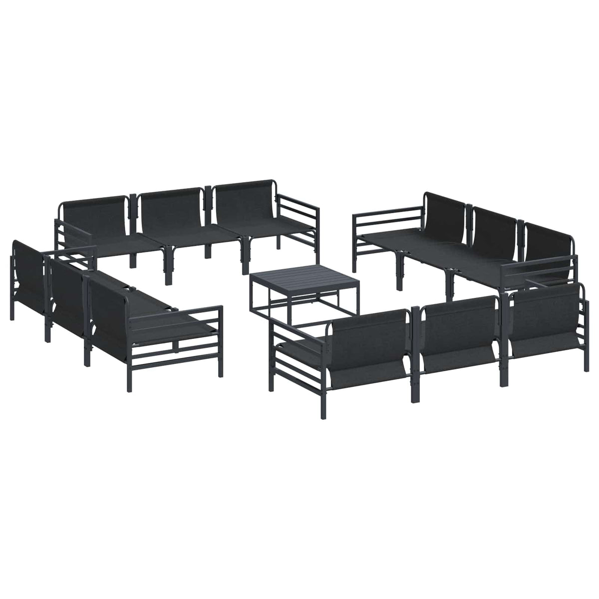 vidaXL Garden Sofa Set 13 pcs Black Steel 6