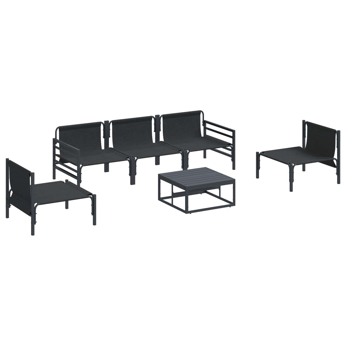 vidaXL Garden Sofa Set 6 pcs Black Steel 6