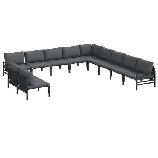 vidaXL Garden Sofa Set 11 pcs Black Steel 2