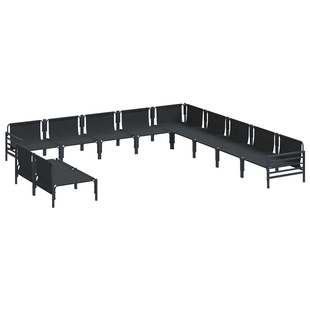 vidaXL Garden Sofa Set 11 pcs Black Steel 6
