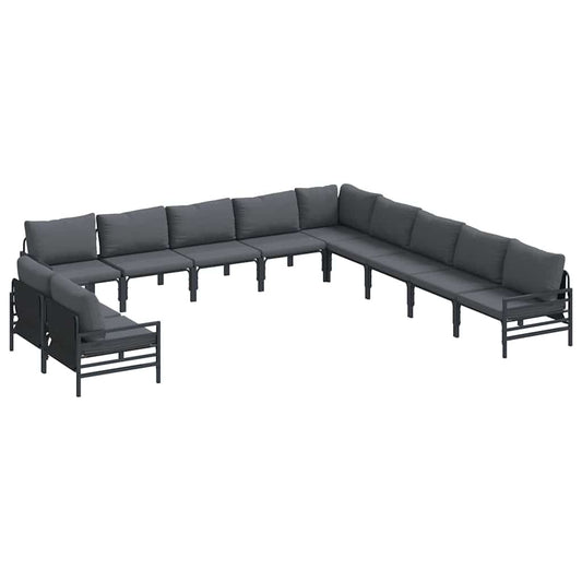 vidaXL Garden Sofa Set 11 pcs Black Steel 2