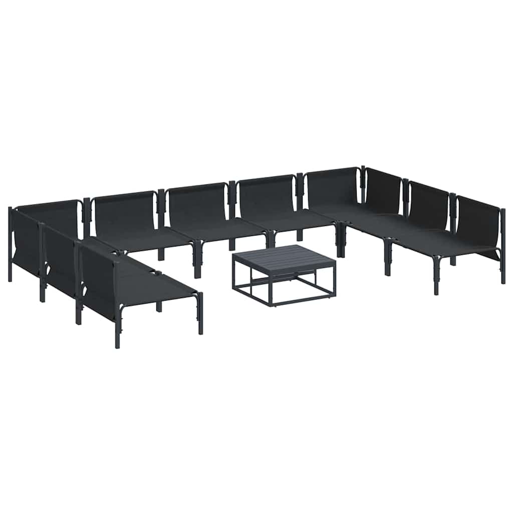 vidaXL Garden Sofa Set 10 pcs Black Steel 6