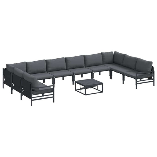 vidaXL Garden Sofa Set 11 pcs Black Steel 2