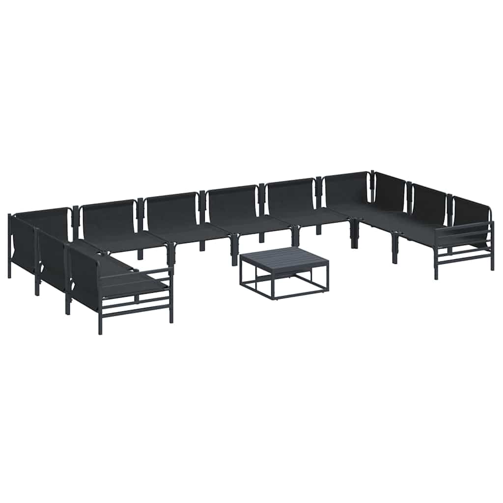 vidaXL Garden Sofa Set 11 pcs Black Steel 6