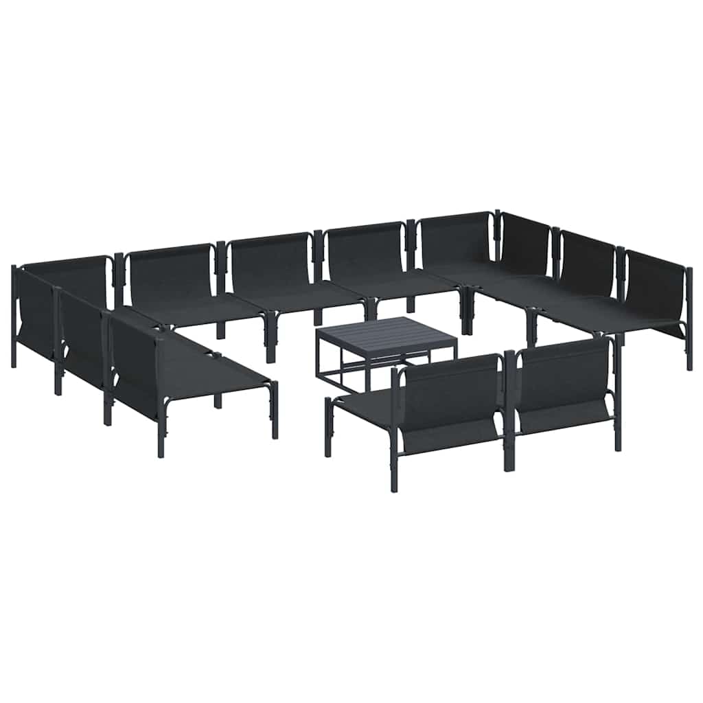 vidaXL Garden Sofa Set 12 pcs Black Steel 6