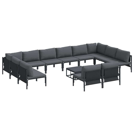 vidaXL Garden Sofa Set 13 pcs Black Steel 2