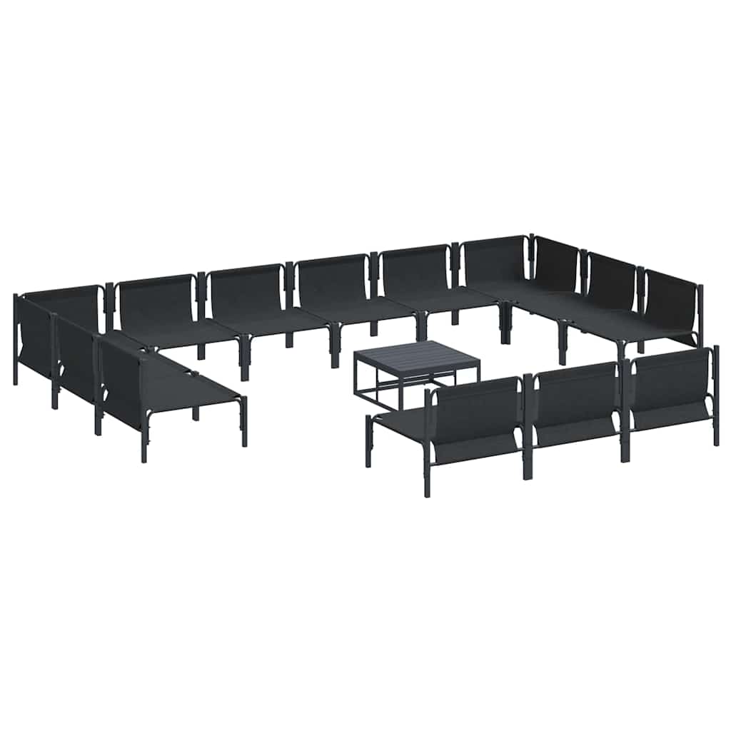 vidaXL Garden Sofa Set 14 pcs Black Steel 6