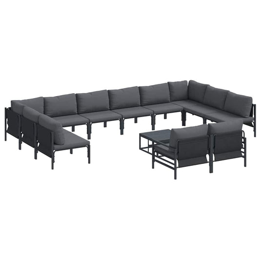 vidaXL Garden Sofa Set 13 pcs Black Steel 2