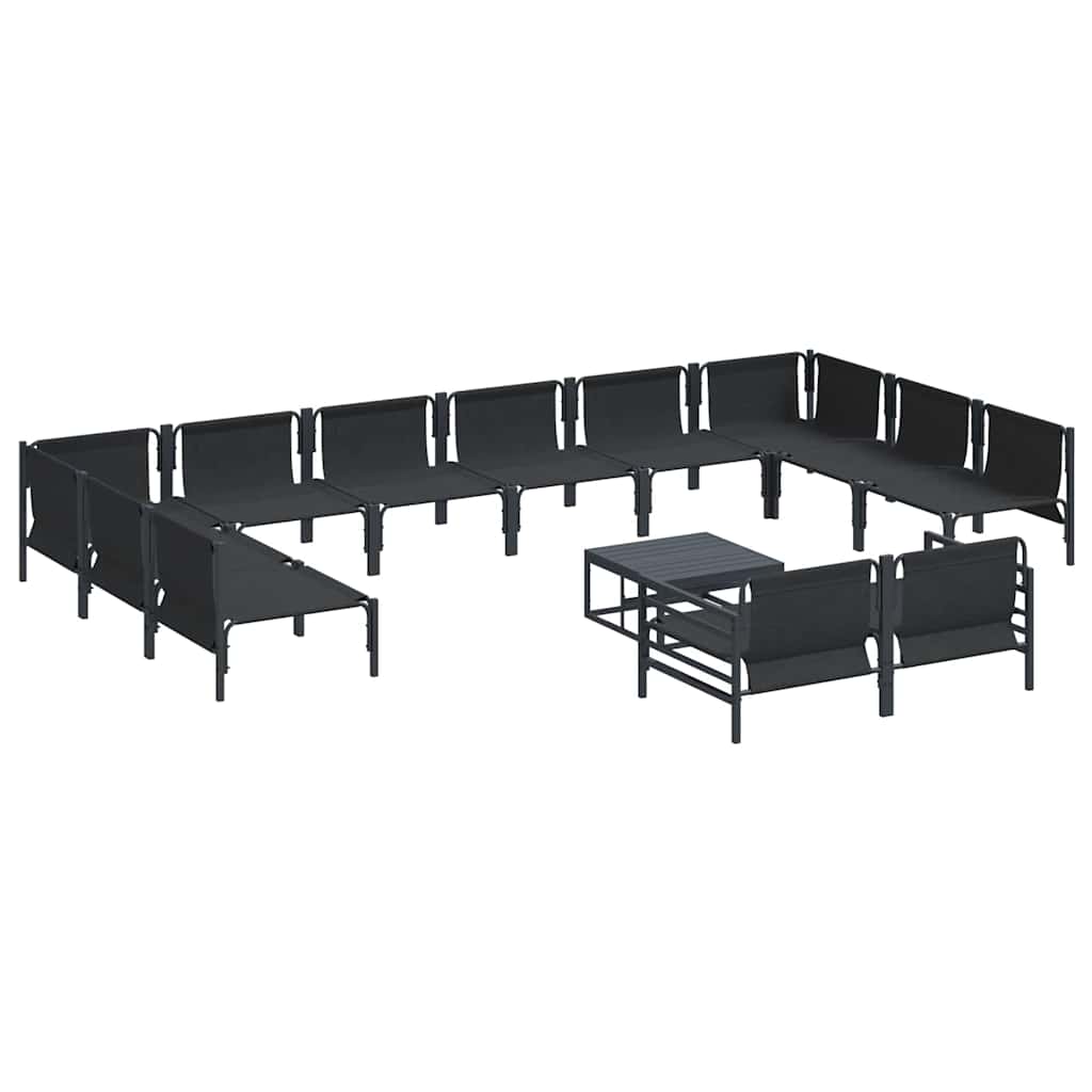 vidaXL Garden Sofa Set 13 pcs Black Steel 6