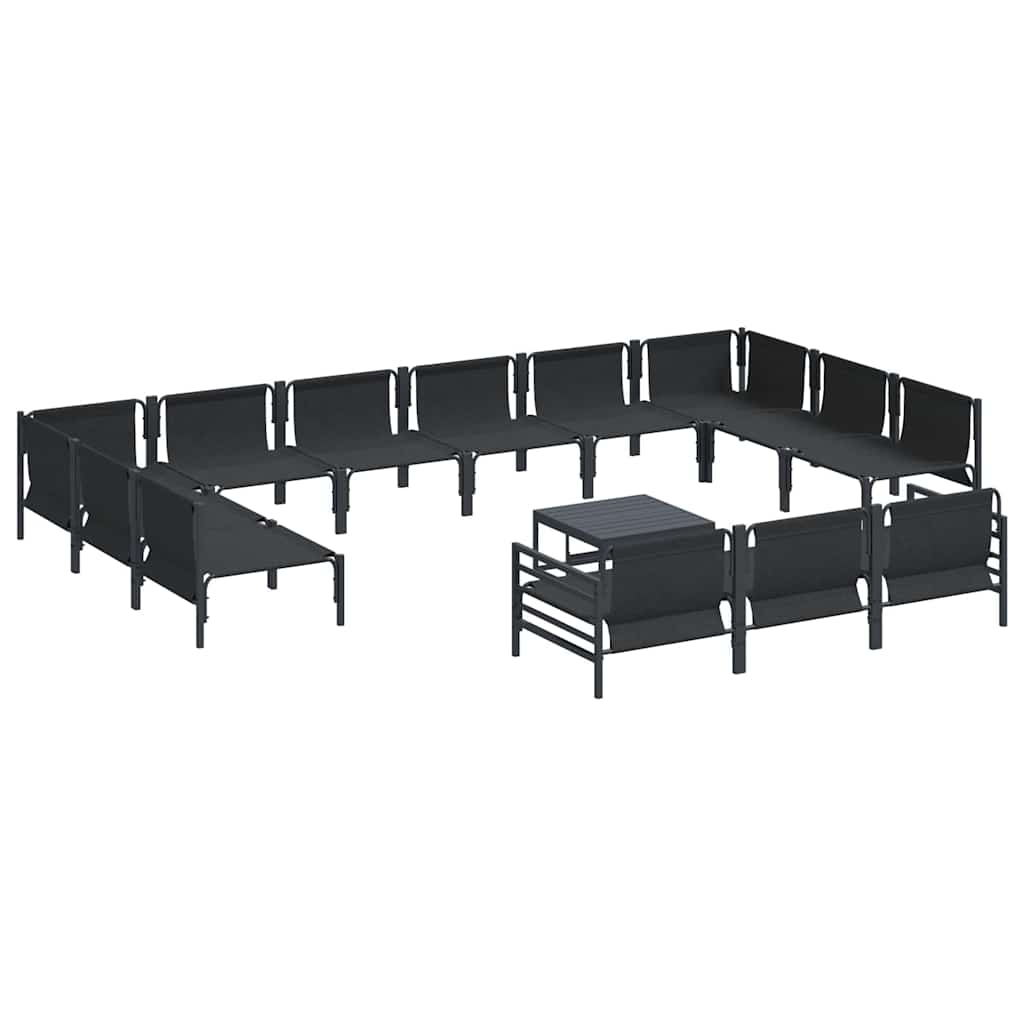 vidaXL Garden Sofa Set 14 pcs Black Steel 6