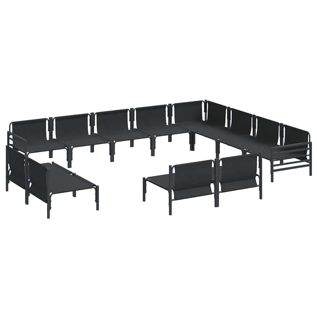 vidaXL Garden Sofa Set 12 pcs Black Steel 6