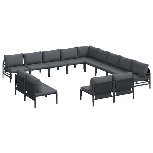 vidaXL Garden Sofa Set 13 pcs Black Steel 2