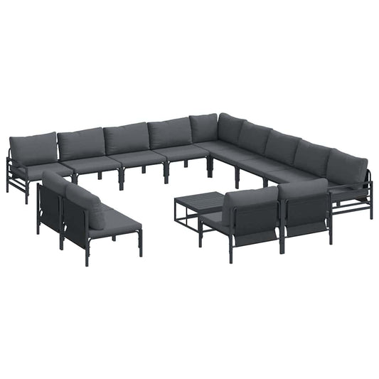 vidaXL Garden Sofa Set 14 pcs Black Steel 2