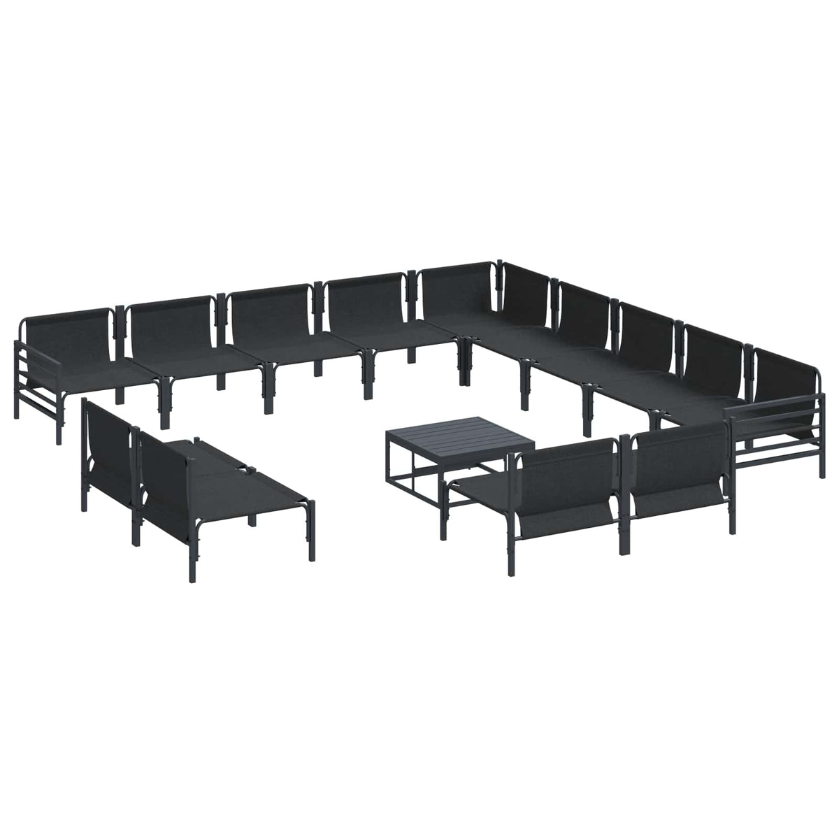 vidaXL Garden Sofa Set 14 pcs Black Steel 6