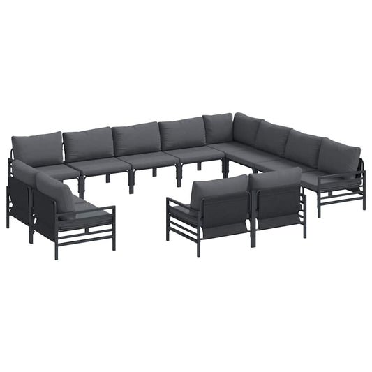 vidaXL Garden Sofa Set 12 pcs Black Steel 2