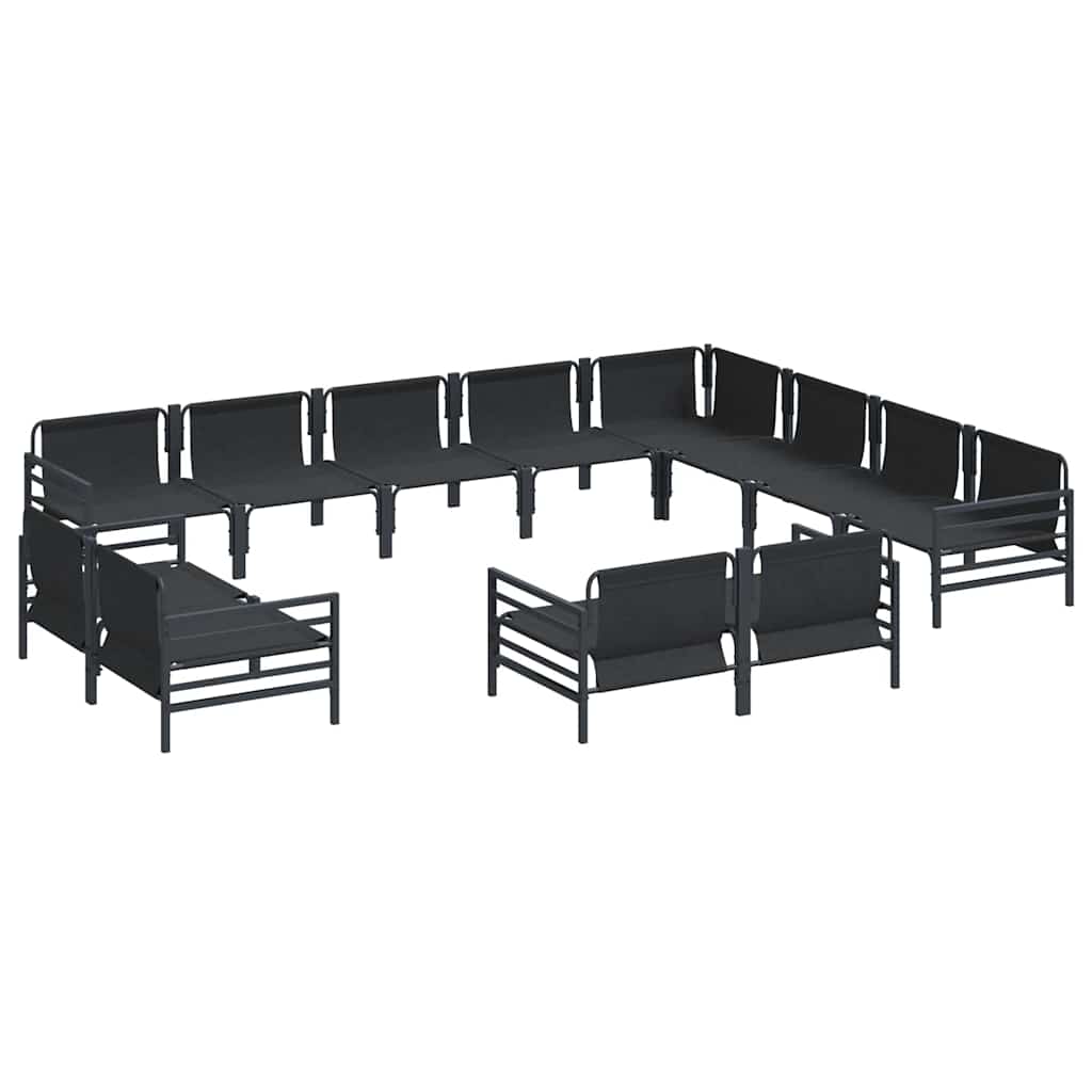 vidaXL Garden Sofa Set 12 pcs Black Steel 6