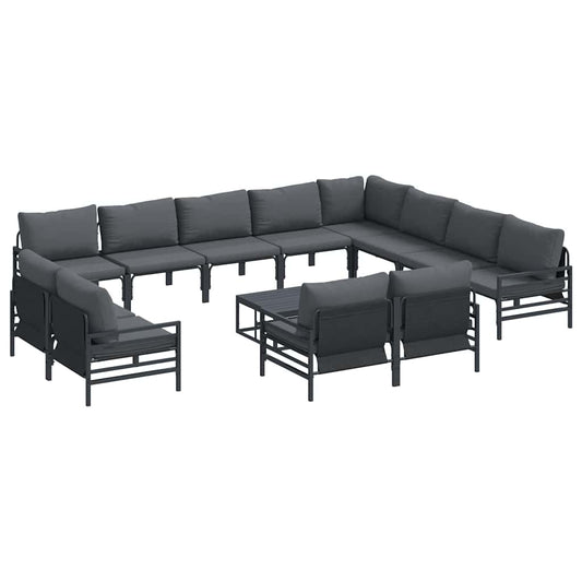 vidaXL Garden Sofa Set 13 pcs Black Steel 2