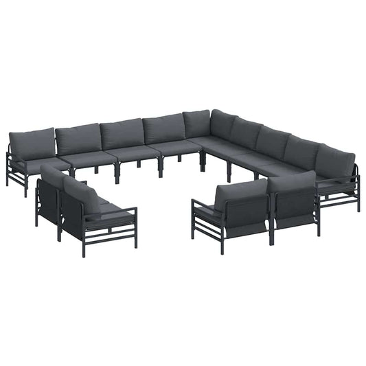 vidaXL Garden Sofa Set 13 pcs Black Steel 2
