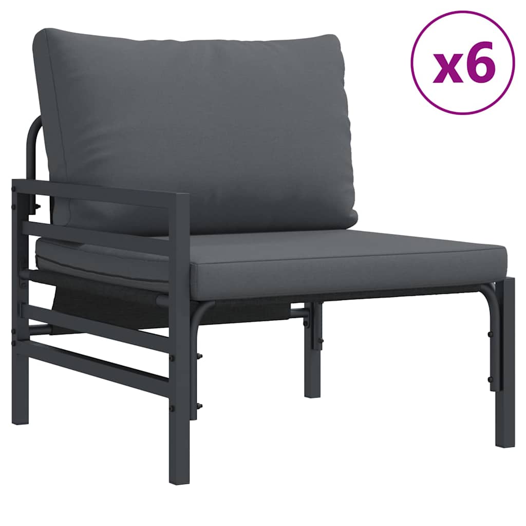 Garden Sofa Set 13 pcs Black Steel without table