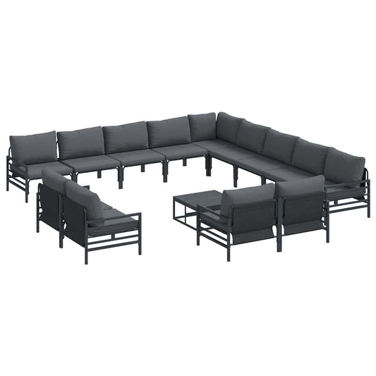 vidaXL Garden Sofa Set 14 pcs Black Steel 2